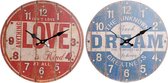 Muurklok DKD Home Decor Vintage Hout (2 pcs) (34 x 4 x 34 cm)