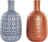 Vaas DKD Home Decor Blauw Rood Hars Orientaals (2 pcs) (14 x 14 x 26 cm)