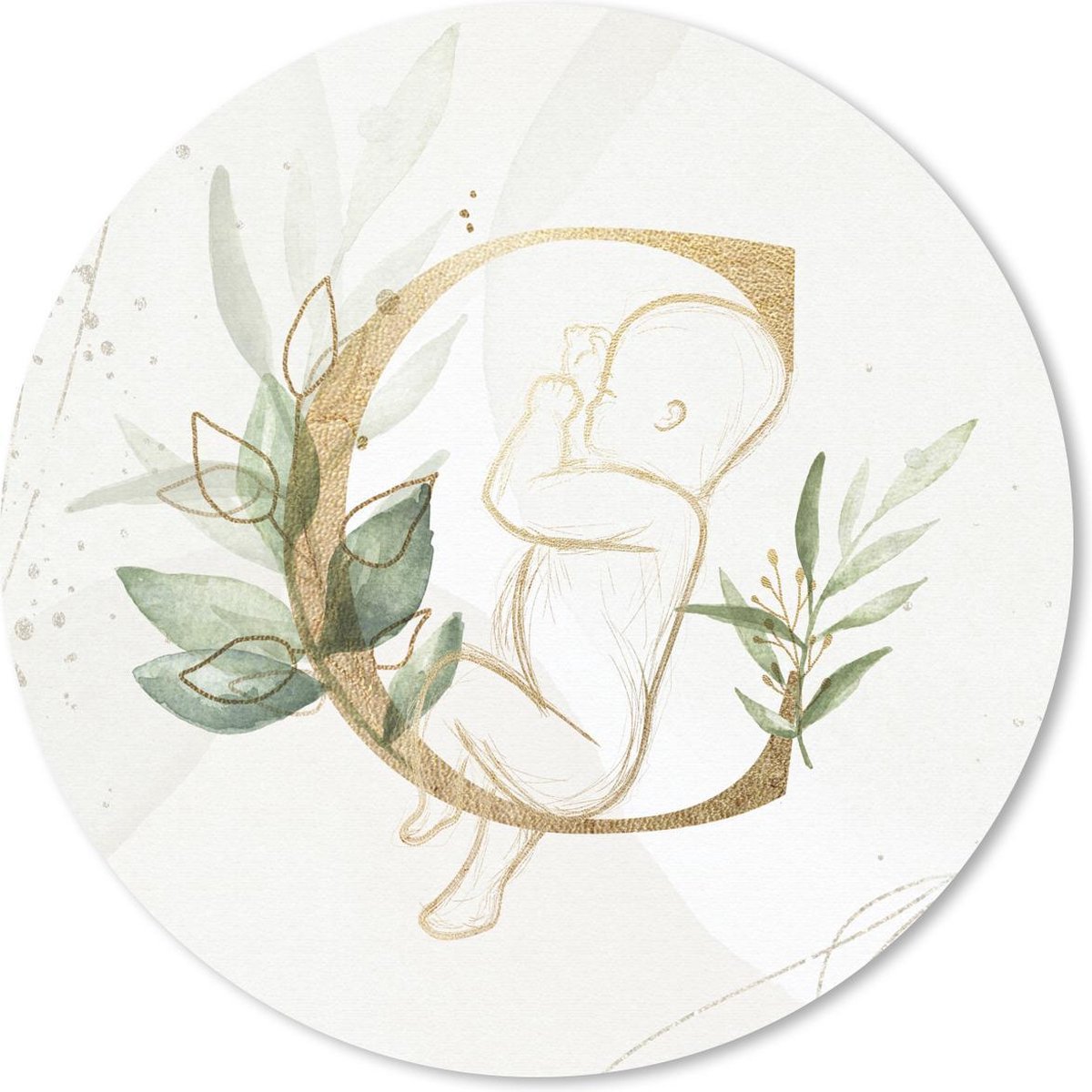 Muismat rond 30x30 cm - Mousepad Letters - C - Baby - Bladeren - Ronde muismatten