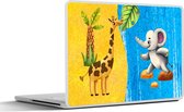 Laptop sticker - 14 inch - Olifant - Giraffe - Water - 32x5x23x5cm - Laptopstickers - Laptop skin - Cover