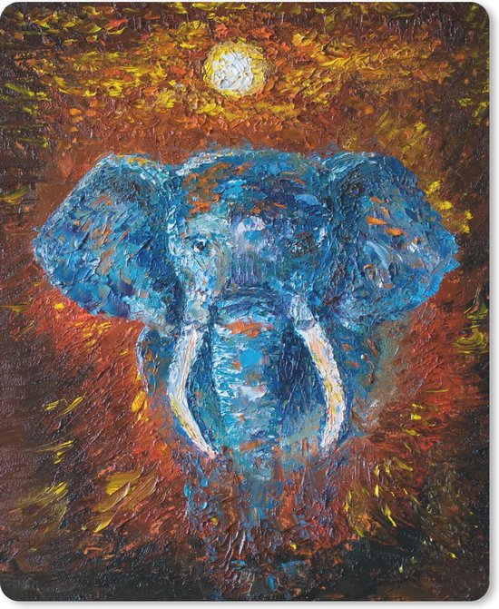 Foto: Muismat groot olifant olieverf impressionisme 30x40 cm mousepad muismat