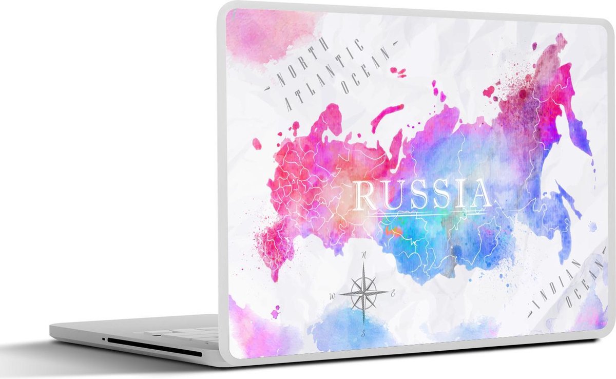 Afbeelding van product SleevesAndCases  Laptop sticker - 15.6 inch - Wereldkaart - Rusland - Waterverf