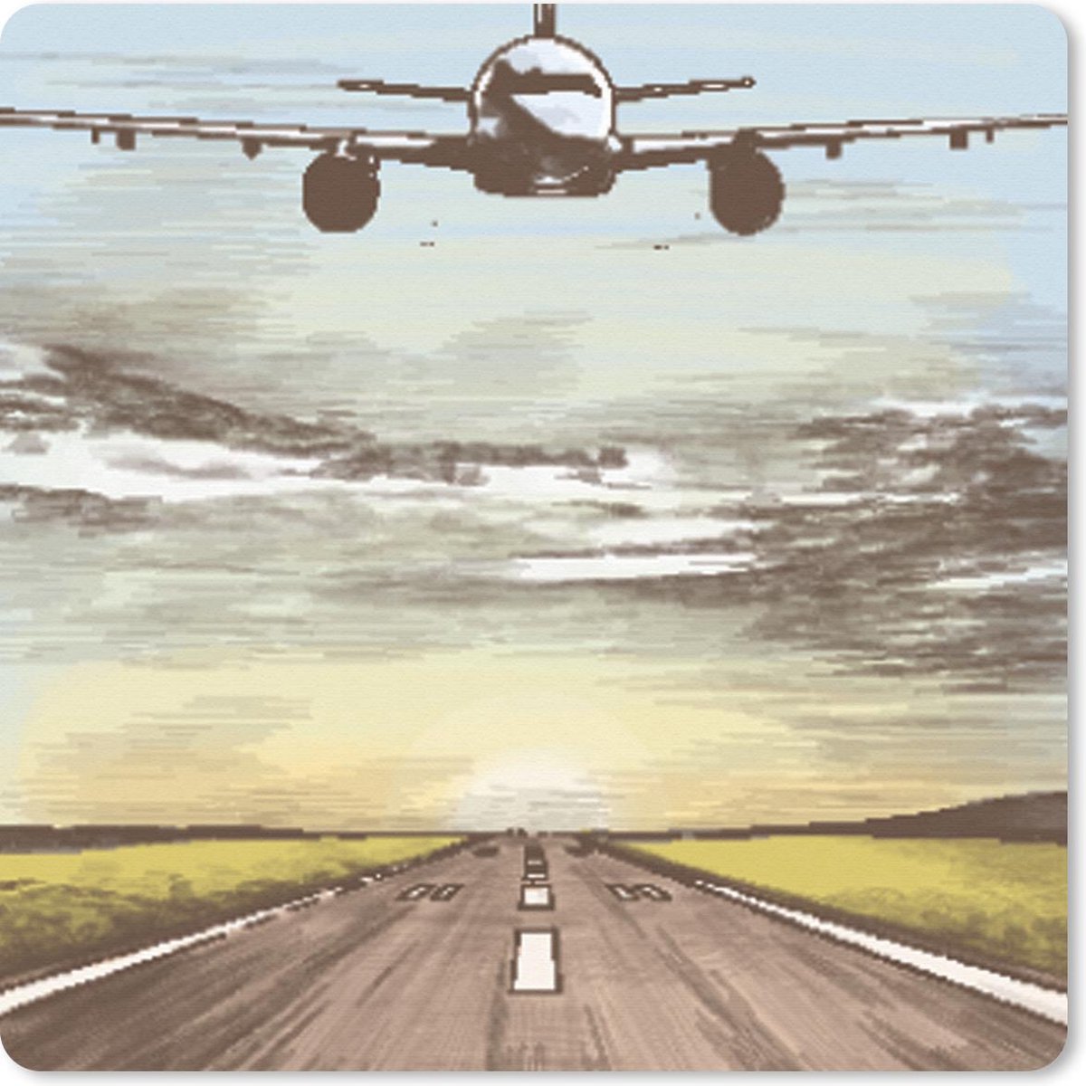 Muismat 30x30 cm - Mousepad Vliegtuig - Lucht - Zon - Muismatten