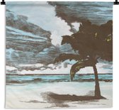 Wandkleed - Wanddoek - Strand - Palmboom - Zee - 180x180 cm - Wandtapijt