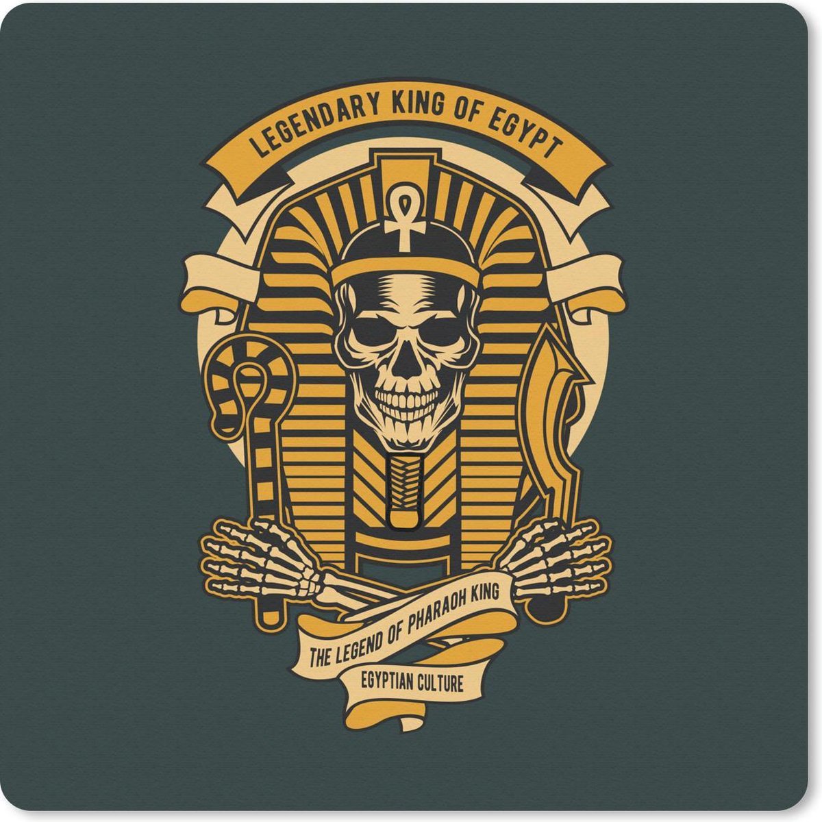Muismat 30x30 cm - Mousepad Farao - Skelet - Egypte - Retro - Muismatten
