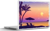 Laptop sticker - 13.3 inch - Strand - Stoel - Parasol - Nacht - 31x22,5cm - Laptopstickers - Laptop skin - Cover