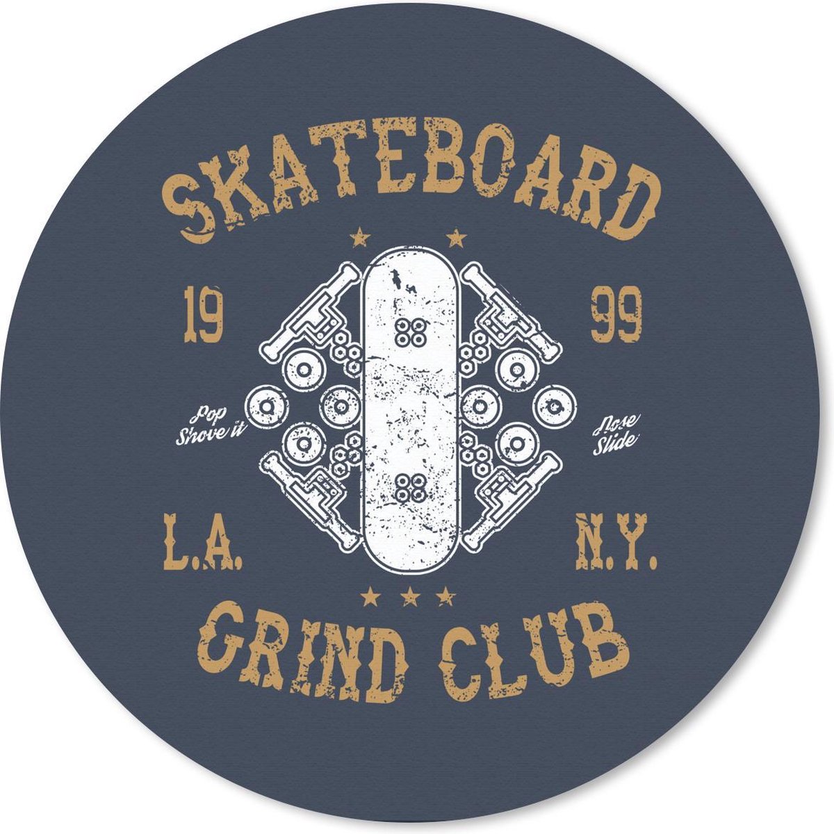 Muismat rond 30x30 cm - Mousepad Skateboard - Wit - Retro - Quote - Ronde muismatten