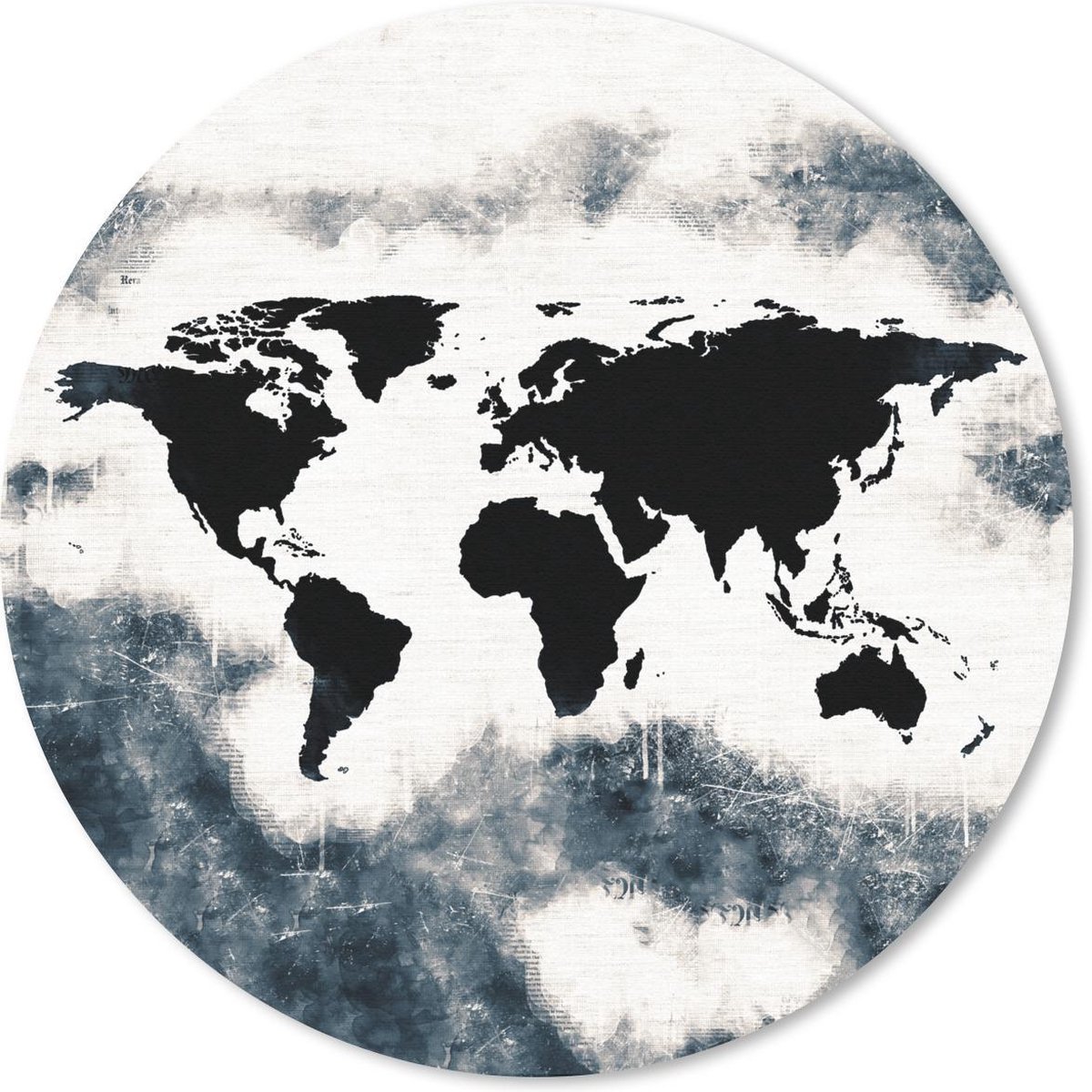 Muismat rond 30x30 cm - Mousepad Wereldkaart - Hout - Zwart - Ronde muismatten