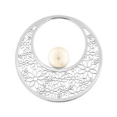 Decoratieve Zilveren Bloem Munt met Zoetwaterparel van MY iMenso