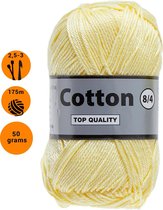 Lammy yarns Cotton eight 8/4 dun katoen garen - zacht geel (843) - pendikte 2,5 a 3mm - 1 bol van 50 gram