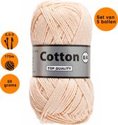 Lammy yarns Cotton eight 8/4 dun katoen garen - lichtroze (218) - pendikte 2,5 a 3mm - 5 bollen van 50 gram