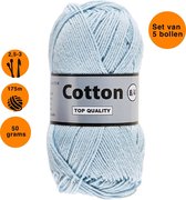 Lammy yarns Cotton eight 8/4 dun katoen garen - licht blauw (050) - pendikte 2,5 a 3mm - 5 bollen van 50 gram