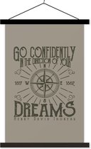 Porte-affiche avec affiche - Affiche scolaire - Vintage - Boussole - Rêves - 60x90 cm - Lattes noires
