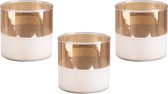Theelichthouder glas 10x10 goud - versie 2 - set 3 stuks