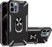PC + TPU-beschermhoes met 360 graden draaibare ringhouder voor iPhone 12 Pro (grijs)