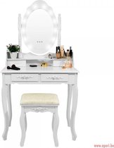 Cosmetische tafel Coiffeuse Cosmétique "ROSE" Blanc avec Miroir LED + Tabouret