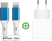 Snellader 20W met Mystic Blue edition USB-C naar Lightning Kabel 1m - Geschikt voor Apple iPhone - iPad - MFi Gecertificeerd