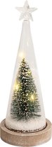 St Helens Home & Garden - Kerstdecoratie met lampjes - Kerstboom in glas - 22cm