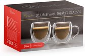 Vog&Arths Dubbelwandige Espresso Kopjes - 2x 80ML - Glazen voor Espresso met Oor