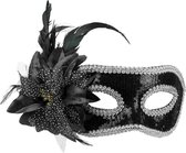 Boland - Oogmasker Venice fiore Zwart - Volwassenen - Showgirl