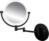 Diamond Line - Make-up Spiegel met Verlichting - 20cm - Hangend - Kantelbaar - 3x Vergrotend - Mat Zwart
