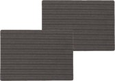 12x stuks stevige luxe Tafel placemats Lines zwart 30 x 43 cm - Met anti slip laag en Pu coating toplaag