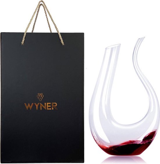 WYNER Puglia - Luxe Wijn Decanteerder incl. Gratis Cleaning Pearls - in Luxe GiftBox - Decanteer Karaf - Wijn Karaf - Wine Decanter - Wijnbeluchter - Karaf voor Wijn - Wijn Accessoires - Wijn Set WYNER Puglia - Luxe Wijn Decanteerder incl. Gratis Cleaning Pearls - in Luxe GiftBox - Decanteer Karaf - Wijn Karaf - Wine Decanter - Wijnbeluchter - Karaf voor Wijn - Wijn Accessoires - Wijn Set