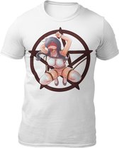 Anime Bondage Girl Pentagram - Heren T-Shirt - Getailleerd - Katoen - Ronde Hals