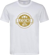 Wit T-Shirt met “ Legend sinds 1971 “ print Goud  Size XL