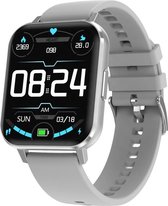 Belesy® Retina X - Smartwatch Dames - Smartwatch Heren - Horloge - 1.78 inch - Kleurenscherm - Full Touch - Stappenteller - Multi Sport - Multi Watchfaces - Maak je eigen wijzerplaat functie - Zilver - Siliconen - Grijs - Moederdag