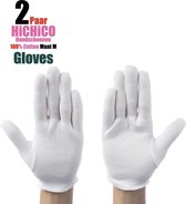 4 Stuks Witte katoenen Handschoen, 2 Paar Witte katoenen Handschoen – 4Pcs White Gloves 2 Pairs Soft Cotton Gloves Coin Jewelry Silver Inspection Gloves Stretchable Lining Glove - Gloves 100% Cotton --- Maat M -- HiCHiCO