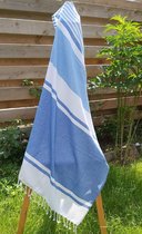 Infinity Hamam Handdoek, Hamamdoek, Spa handdoek, Saunadoek | 90 x 170 cm | Blauw wit gestreept-Blue white striped- 100% Cotton