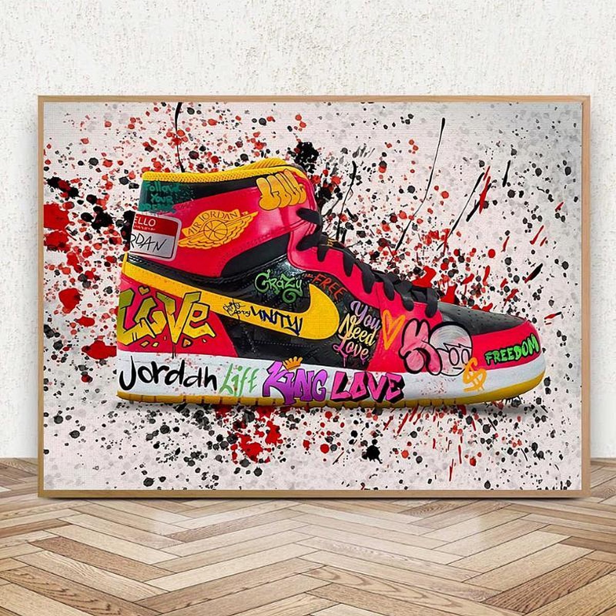 Allernieuwste toile peinture Jordan Sneaker Fashion Chaussures pour femmes  - Graffiti