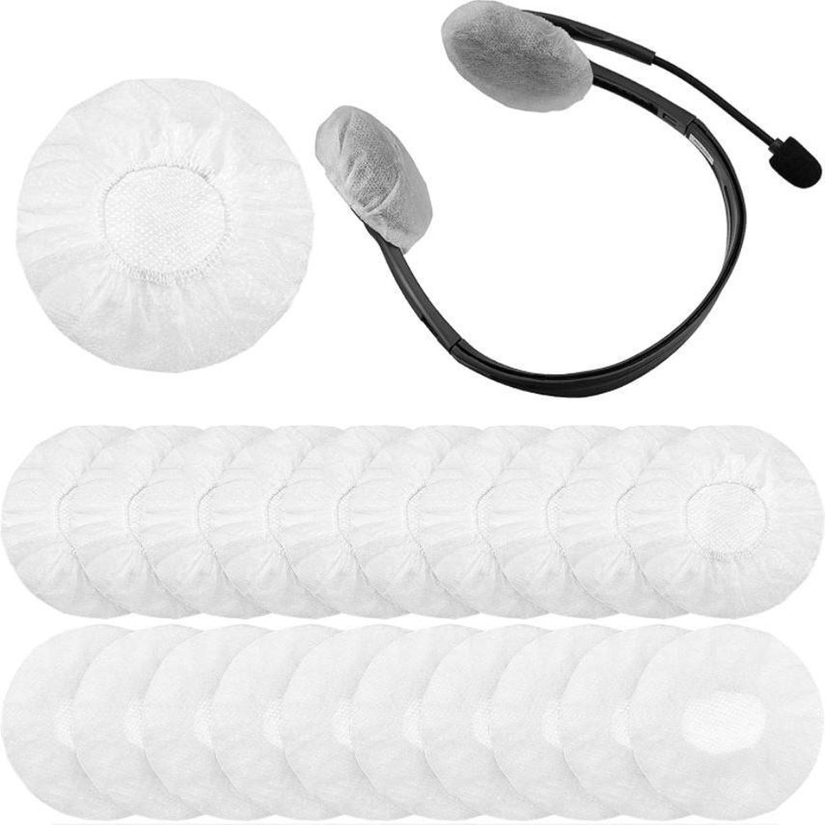 Elastische wegwerp hoofdtelefoon cover hoes | Wit | universeel