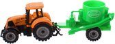 Jonotoys Tractor Met Aanhanger Jongens 19 Cm Oranje/groen