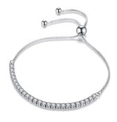 Armband dames | armband met Zirkonia stenen | zilveren armband | zilver 925 | armband koordje | verstelbare armband |