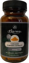 Floreo Kurkuma Extract (Curcumine) 100% natuurlijk | Met 200mg Actieve Curcuminoiden en 5mg Zwarte Peper Extract | Natuurlijk Product | Géén Toevoegingen of Agressieve Extractiemet