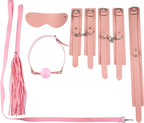 Foto: Bdsm set roze voor koppels bondage training sex toys masker halsband zweep tape touw handboeien extreme seks training bondageset beginners shibari sm toys fifty shades of grey seksspeeltjes