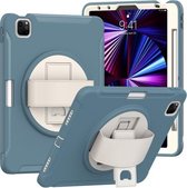360 graden rotatie PC + TPU-beschermhoes met houder & draagriem & pensleuf voor iPad Pro 11 2021/2020/2018 (korenbloemblauw)