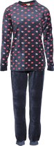 Lunatex velours dames pyjama Lips 5473  - XXL  - Blauw