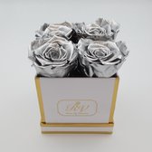 Longlife rozen - flowerbox - zilveren rozen - echte rozen - giftbox - cadeau voor vrouwen - geschenk