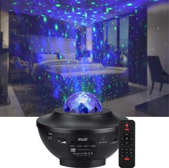 Sterren Projector Sterrenhemel Projector Nachtlampje Kinderen - Bluetooth - Muziekbox - USB - 10 Kleuren - 6 Lichtsoorten