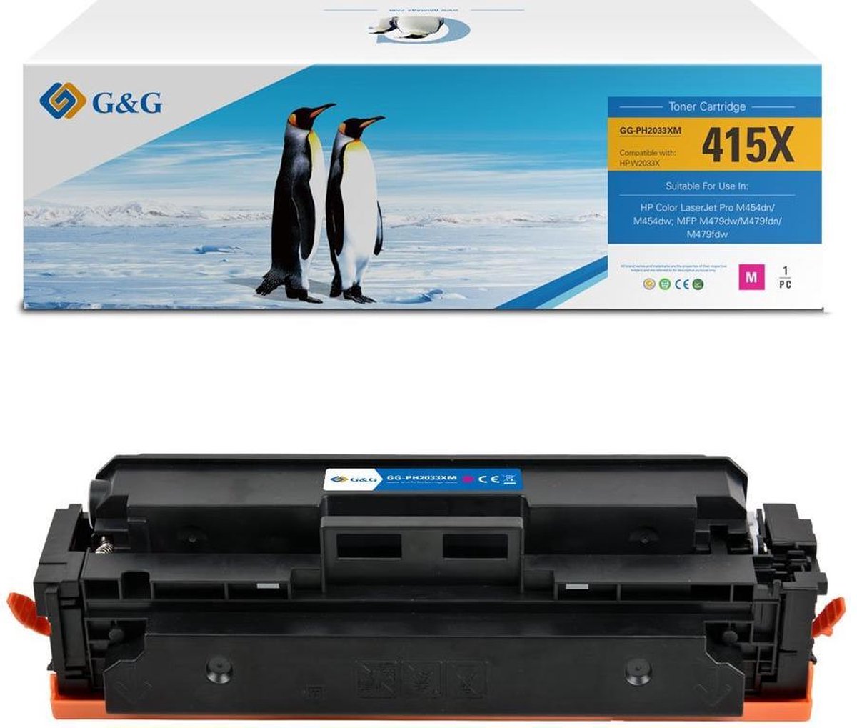 G&G W2033X voor HP 415X Tonercartridge magenta 1 stuk(s) met chip Hoge Capaciteit Huismerk