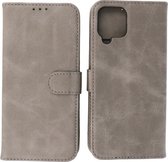 Samsung Galaxy A22 4G Hoesje - Book Case Telefoonhoesje - Kaarthouder Portemonnee Hoesje - Wallet Case - Grijs