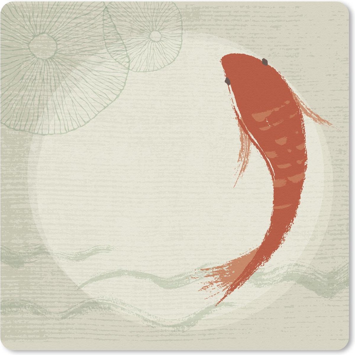 Muismat 30x30 cm - Mousepad Handgetekende koi in transparantie - Muismatten