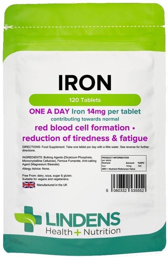 Lindens Iron IJzer 14mg 120 Tabletten Bol lindens-iron-ijzer-14mg-120-tabletten-bol