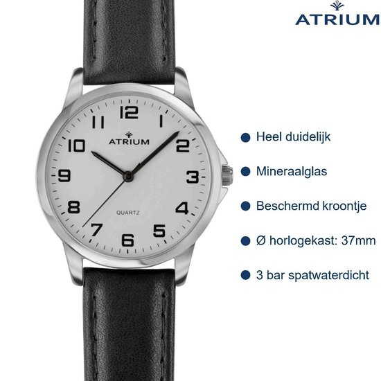 Montre ATRIUM - Homme - Cuir Zwart - Argent - A36-10