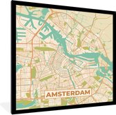 Fotolijst incl. Poster - Stadskaart - Amsterdam - Vintage - 40x40 cm - Posterlijst - Plattegrond