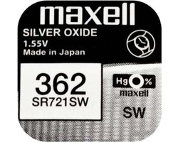 MAXELL 362 / SR721SW zilveroxide knoopcel horlogebatterij 2 (twee) stuks