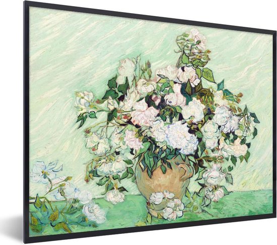 Fotolijst incl. Poster - Vaas met rozen - Vincent van Gogh - 40x30 cm - Posterlijst